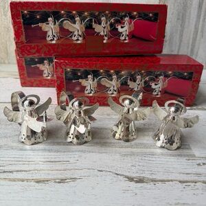 Vintage Silverplate Napkin Rings Angels Playing Instruments Holiday Decor NWOT